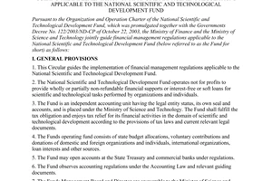Joint Circular No. 129/2007/TTLT-BTC-BKHCN of November 2, 2007, guiding the implementation of financial management regulations applicable to the national scientific and technological development fund.
