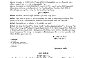 Quyết định 4233/QĐ-BYT Quy trình xử lý dịch tả