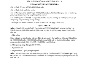 Quyết định 27/2007/QĐ-UBND chính sách tài chính phòng chống ma tuý Sơn La