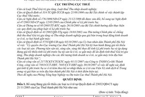 Quyết định 15999/QĐ-CT-THNVDT bổ sung bảng giá tối thiểu xe ô tô