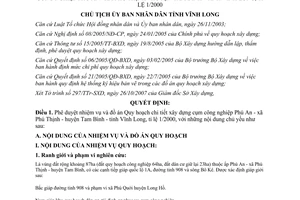 Quyết định 2281/QĐ-UBND năm 2007 Quy hoạch chi tiết cụm công nghiệp Phú An Vĩnh Long tỉ lệ 1/2000