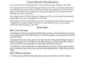 Quyết định 284/2007/QĐ-UBND chức năng nhiệm vụ quyền hạn cơ cấu Ban quản lý