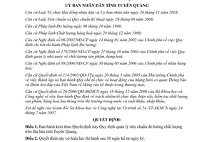 Quyết định 37/2007/QĐ-UBND quản lý tiêu chuẩn đo lường chất lượng Tuyên Quang