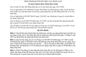 Quyết định 1668/QĐ-UBND 2007 công bố Danh mục văn bản quy phạm xây dựng cơ bản Trà Vinh hết hiệu lực