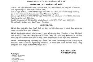 Quyết định 41/2007/QĐ-NHNN Quy chế trích lập, quản lý và sử dụng khoản dự phòng rủi ro của Ngân hàng Nhà nước