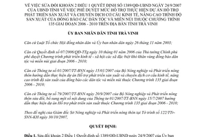 Quyết định 1666/QĐ-UBND 2007 sửa đổi 1389/QĐ-UBND mức hỗ trợ phát triển sản xuất đồng bào dân tộc Trà Vinh