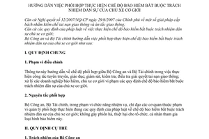 Thông tư liên tịch  16/2007/TTLT-BCA-BTC  hướng dẫn việc phối hợp thực hiện chế độ bảo hiểm bắt buộc trách nhiệm dân sự của chủ xe cơ giới