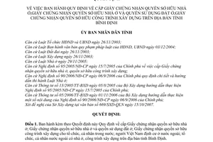 Quyết định 38/2007/QĐ-UBND Quy định cấp Giấy chứng nhận quyền sở hữu nhà đất ở công trình xây dựng tỉnh Bình Định