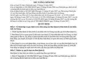 Quyết định 1474/QĐ-TTg thành lập Ban quản lý khu kinh tế cửa khẩu tỉnh An Giang