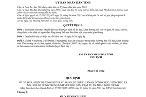 Quyết định 97/2007/QĐ-UBND thi đua khen thưởng cơ quan tổ chức cán bộ công chức viên chức người lao động lĩnh vực bảo đảm trật tự an toàn giao thông