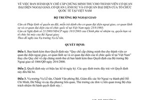 Quyết định 2771/2007/QĐ-BNG-LT Quy chế cấp Chứng minh thư thành viên cơ quan đại diện ngoại giao lãnh sự cơ quan đại diện tổ chức quốc tế Việt Nam