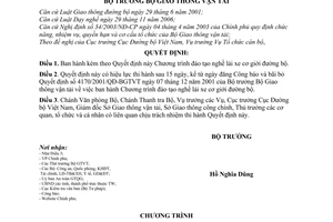 Quyết định 56/2007/QĐ-BGTVT Chương trình đào tạo lái xe cơ giới đường bộ