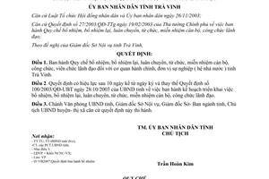 Quyết định 28/2007/QĐ-UBND bổ nhiệm luân chuyển từ chức miễn nhiệm cán bộ Trà Vinh