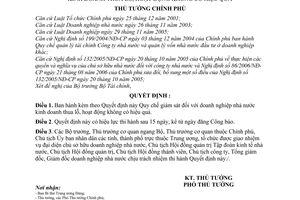Quyết định 169/2007/QĐ-TTg quy chế giám sát doanh nghiệp nhà nước kinh doanh thua lỗ, hoạt động không có hiệu quả