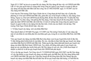 Thông báo 301/TB-BXD kết luận lãnh đạo Bộ Xây dựng họp Ủy ban nhân dân tỉnh Đắk Lắk