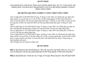 Quyết định 90/2007/QĐ-BNN Quy chế soạn thảo ban hành kiểm tra xử lý rà soát hệ thống hóa văn bản quy phạm pháp luật của Bộ NNPTNT