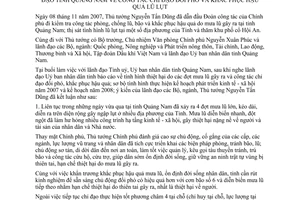 Thông báo 229/TB-VPCP kết luận Thủ tướng Nguyễn Tấn Dũng buổi làm việc lãnh đạo tỉnh Quảng Nam công tác chỉ đạo đối phó khắc phục hậu quả lũ lụt