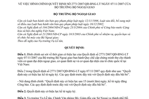 Quyết định 2830/QĐ-BNG đính chính 2771/2007/QĐ-BNG-LT thời gian hiệu lực cấp chứng minh thư