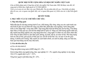 Nghị quyết 07/2007/QH12 kế hoạch phát triển kinh tế - xã hội năm 2008