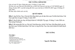 Quyết định 1516/QĐ-TTg Hà Học Trạc, Chủ Tịch Hội Đồng Quốc Gia chỉ đạo biên soạn Từ điển Bách khoa Việt Nam nghỉ hưu