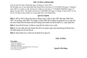 Quyết định 1519/QĐ-TTg hỗ trợ vốn đầu tư dự án bến số 2 Cảng Nghi Sơn tỉnh Thanh Hóa