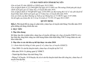 Quyết định 2083/QĐ-UBND phê duyệt đề án củng cố, phát triển y dược học cổ truyền tỉnh Hưng Yên đến năm 2010