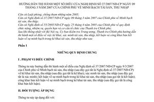 Thông tư 2442/2007/TT-TTCP hướng dẫn thi hành Nghị định 37/2007/NĐ-CP minh bạc tài sản, thu nhập