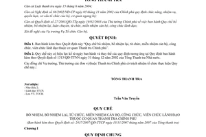 Quyết định 2437/2007/QĐ-TTCP Quy chế bổ nhiệm, bổ nhiệm lại từ chức miễn nhiệm