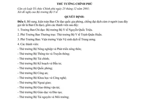 Quyết định 1532/QĐ-TTg bổ sung kiện toàn Ban chỉ đạo quốc gia phòng chống đại dịch cúm