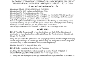 Quyết định 18/2007/QĐ-UBND thành lập trung tâm dịch vụ bán đấu giá tài sản  Sở Tư pháp cơ sở chuyển giao bộ phận đấu giá, Sở Tài chính