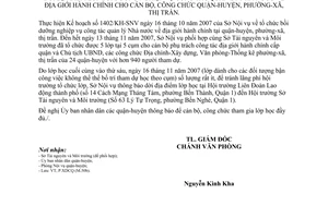 Thông báo 1522/TB-SNV dời địa điểm lớp bồi dưỡng nghiệp vụ công tác quản lý nhà nước địa giới hành chính cán bộ công chức quận huyện phường xã