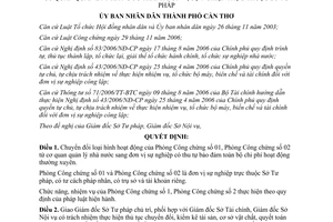 Quyết định 36/2007/QĐ-UBND chuyển đổi Phòng Công chứng thành đơn vị sự nghiệp Cần Thơ