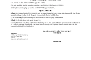 Quyết định 2264/QĐ-UBND 2007 hủy bỏ quy định sử dụng xi măng để xây dựng các công trình Bắc Kạn