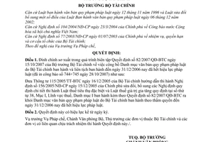 Quyết định 3612/QĐ-BTC đính chính 82/2007/QĐ-BTC Danh mục văn bản quy phạm pháp luật