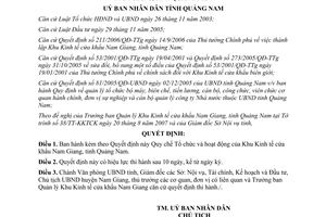 Quyết định 50/2007/QĐ-UBND Quy chế hoạt động Khu Kinh tế Nam Giang Quảng Nam