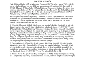 Thông báo 239/TB-VPCP kết luận Phó Thủ tướng Nguyễn Thiện Nhân tín dụng học sinh sinh viên