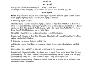 Nghị định 164/2007/NĐ-CP điều chỉnh địa giới hành chính huyện Nghĩa Đàn thành lập thị xã Thái Hòa phường thuộc thị xã Thái Hòa, tỉnh Nghệ An