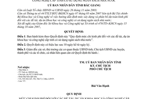 Quyết định 89/2007/QĐ-UBND quy định mức chi phí đề án, dự án khoa học công nghệ cấp tỉnh sử dụng ngân sách nhà nước tỉnh Bắc Giang