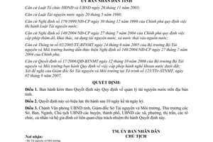 Quyết định 44/2007/QĐ-UBND quản lý tài nguyên nước