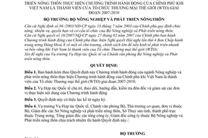 Quyết định 3165/QĐ-BNN-HTQT Chương trình hành động Ngành Nông nghiệp Phát triển nông thôn khi Việt Nam gia nhập WTO