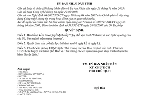 Quyết định 2567/2007/QĐ-UBND Quy chế vận hành Website dịch vụ công Sở, Ban ngành mạng Internet