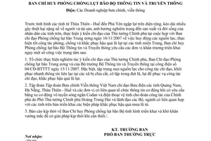 Công điện 07/CĐ-VT khôi phục nhanh thông tin liên lạc xã bị chia cắt, cô lập đợt lũ, lụt phục vụ công tác chỉ đạo, khắc phục hậu quả lũ lụt