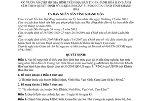 Quyết định 76/2007/QĐ-UBND bổ sung hạn mức giao đất ở, đất nông nghiệp, hạn mức công nhận đất ở Tỉnh Khánh Hòa