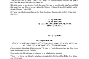 Thông báo hiệu lực Hiệp định khung hợp tác giữa Việt Nam và Đông U-ru-goay