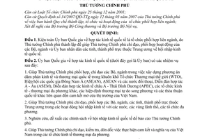 Quyết định 174/2007/QĐ-TTg kiện toàn Ủy ban quốc gia hợp tác kinh tế quốc tế