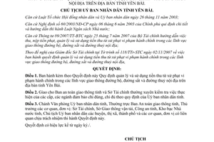 Quyết định 2053/QĐ-UBND 2007 quản lý tiền phạt vi phạm giao thông Yên Bái