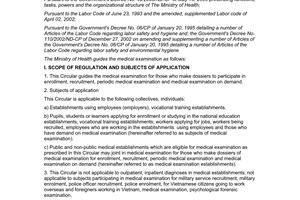 Circular No. 13/2007/TT-BYT guiding medical examination