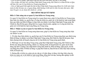 Quyết định 106-QĐ/TW chức năng nhiệm vụ tổ chức bộ máy