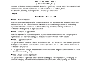Law No. 08/2007/QH12 of November 21, 2007, on legal assistance.