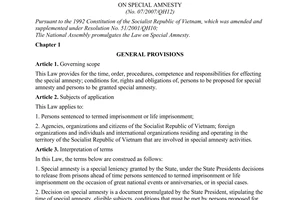 Law No. 07/2007/QH12 of November 21, 2007, on special amnesty.